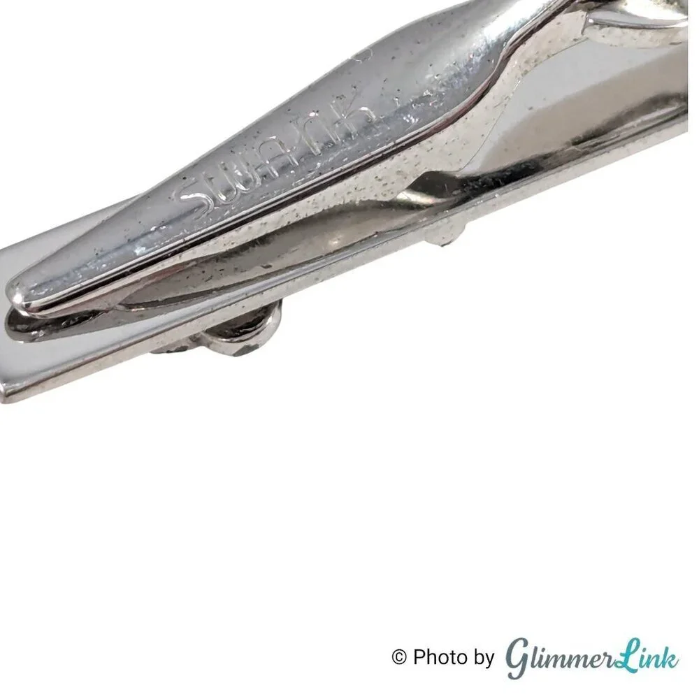 Swank Vintage Silver Tone Car Cufflinks and Tie Bar Set Automobile Design, 1960s